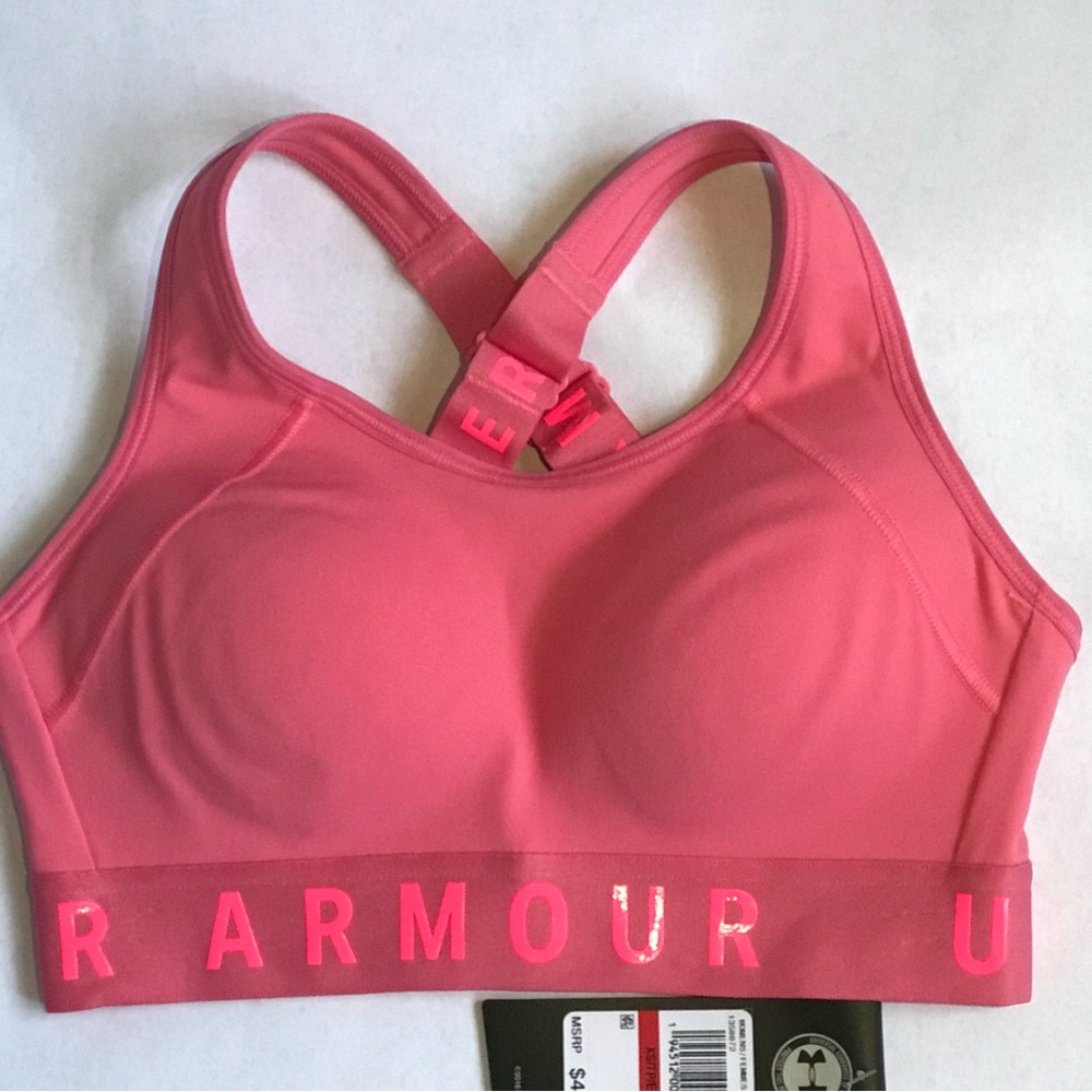 Under Armour Padded High Support Sports Bra Pink Extra Small
